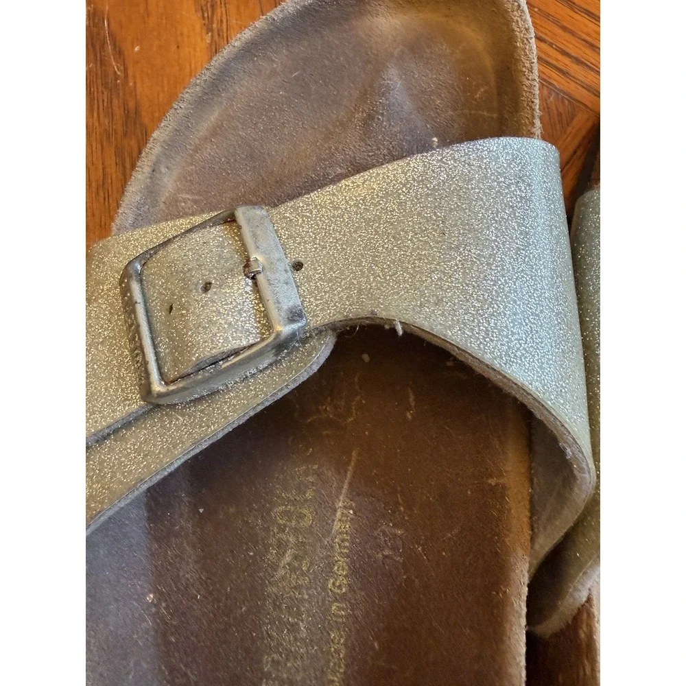 Birkenstock Madrid Silver Leather Sandals size 40 US Women's 9 -9.5